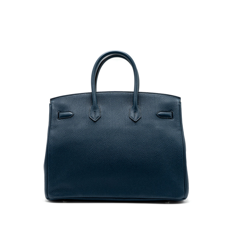 Hermes Birkin 35 Togo Dark Blue SHW Stamp Square P