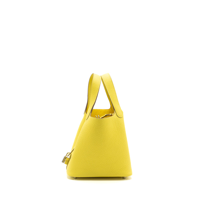 Hermes picotin 18 lock bag clemence Lime SHW stamp U