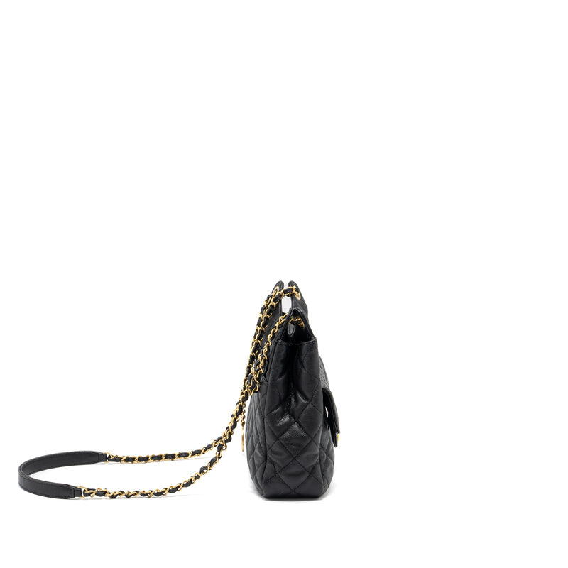 Chanel 23C Hobo Bag Grained Calfskin Black GHW (Microchip)