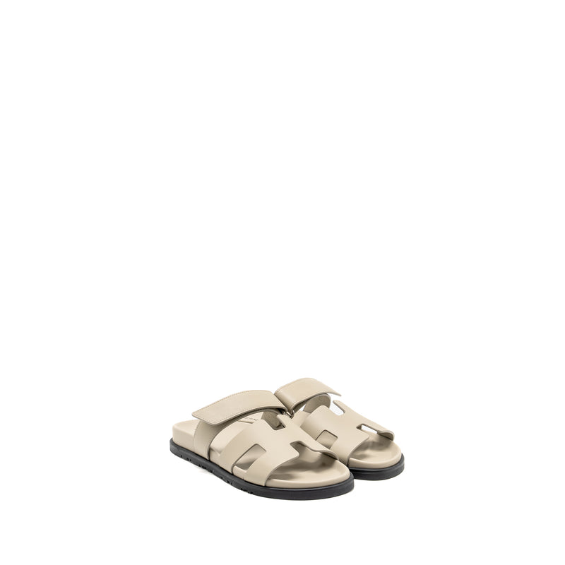 Hermes Size 38 Chypre Sandals Calfskin Beige Esquisse