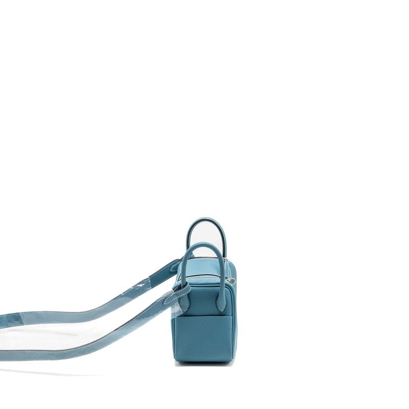 Hermes Mini Lindy Clemence New Blue Jean SHW Stamp W