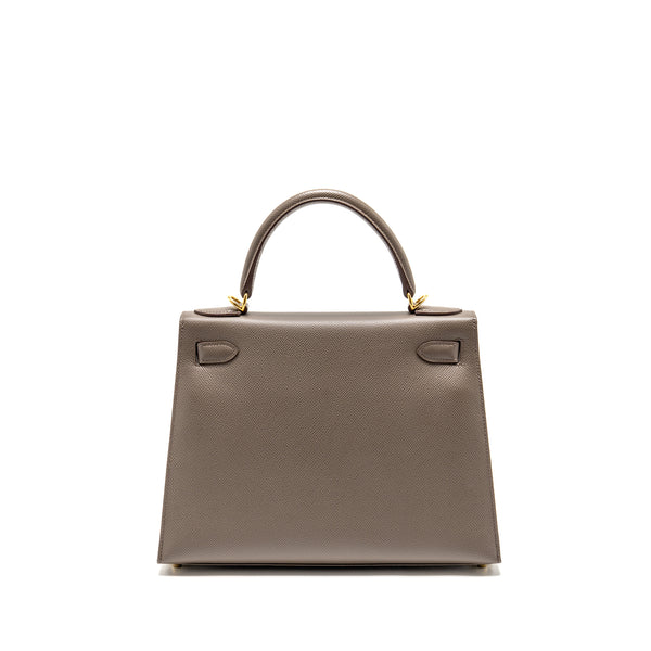Hermes Kelly 28 Epsom Gris Etain GHW Stamp D