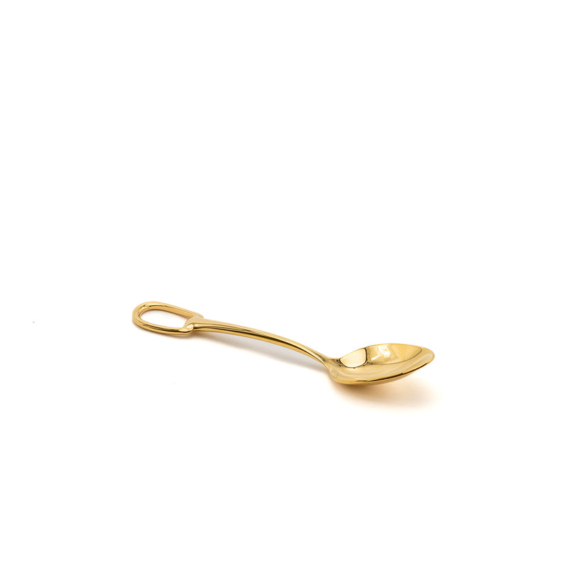 Hermes grand attelage mocha spoon in gold plated metal (3 in a set)