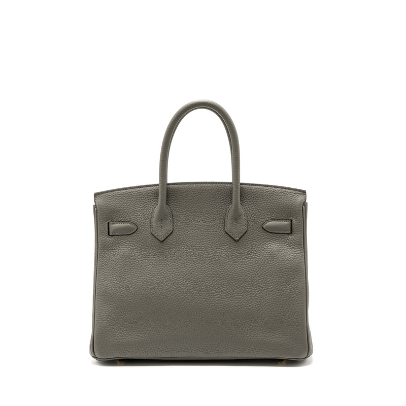 Hermes Birkin 30 Clemence Gris Meyer GHW Stamp U