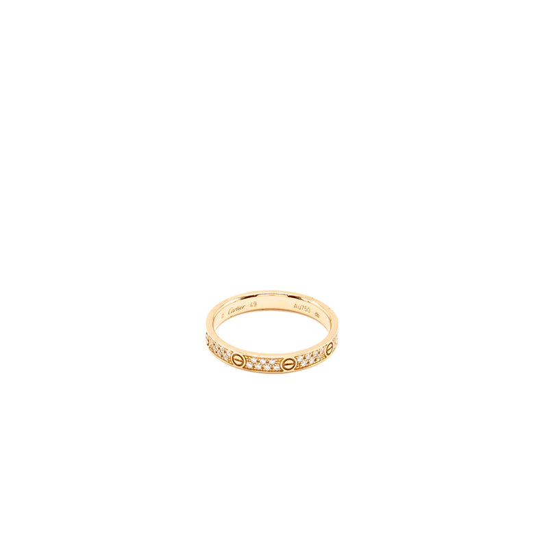 Cartier Size 49 Love Ring, Mini Model Rose Gold, Diamonds