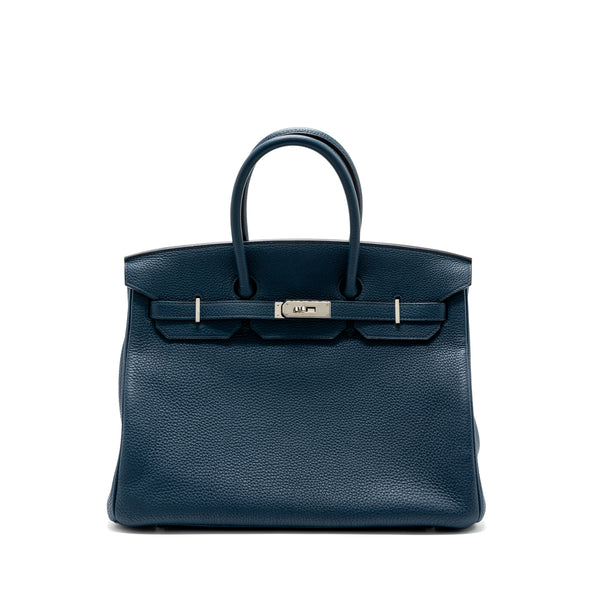 Hermes Birkin 35 Togo Dark Blue SHW Stamp Square P