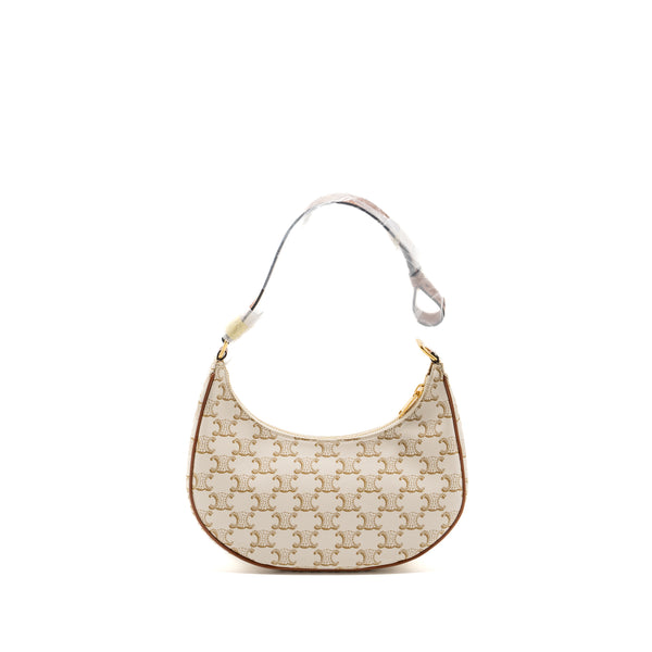 Celine Ava Bag Triomphe Canvas/Calfskin White GHW