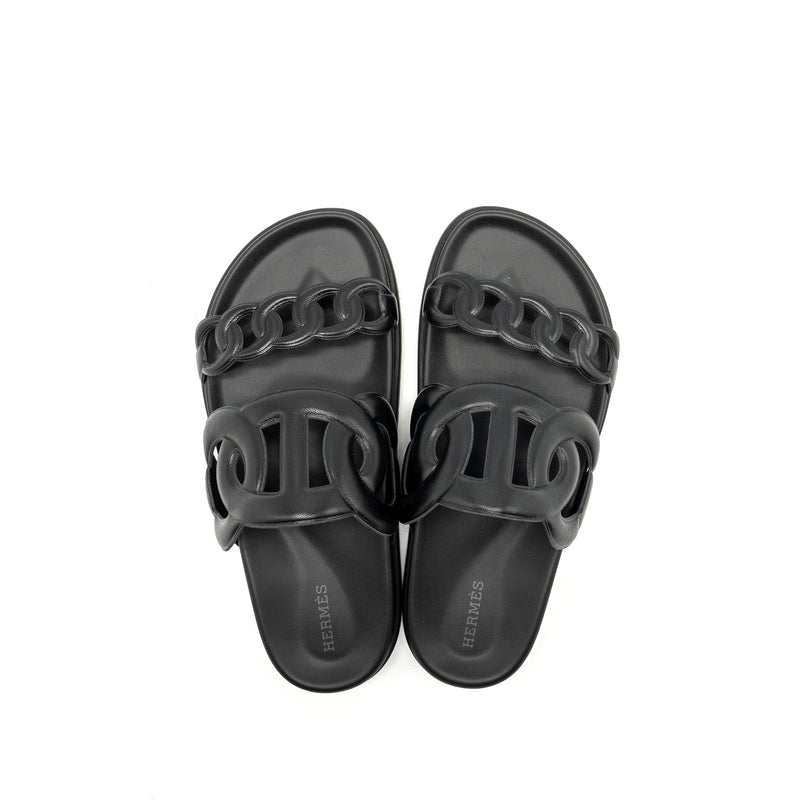 Hermes Size 38 Extra Sandals Nappa Black