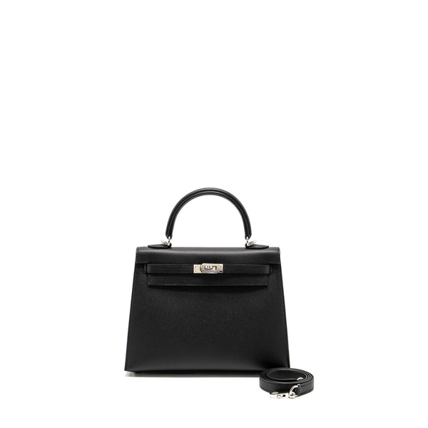 Hermes Kelly 25 Epsom Black SHW stamp W