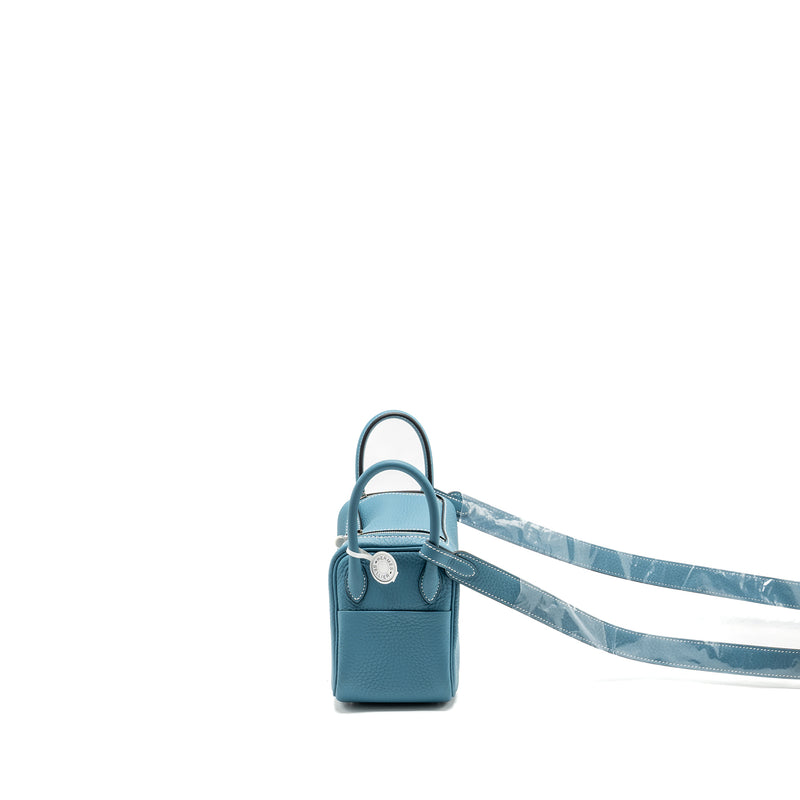 Hermes Mini Lindy Clemence New Blue Jean SHW Stamp W