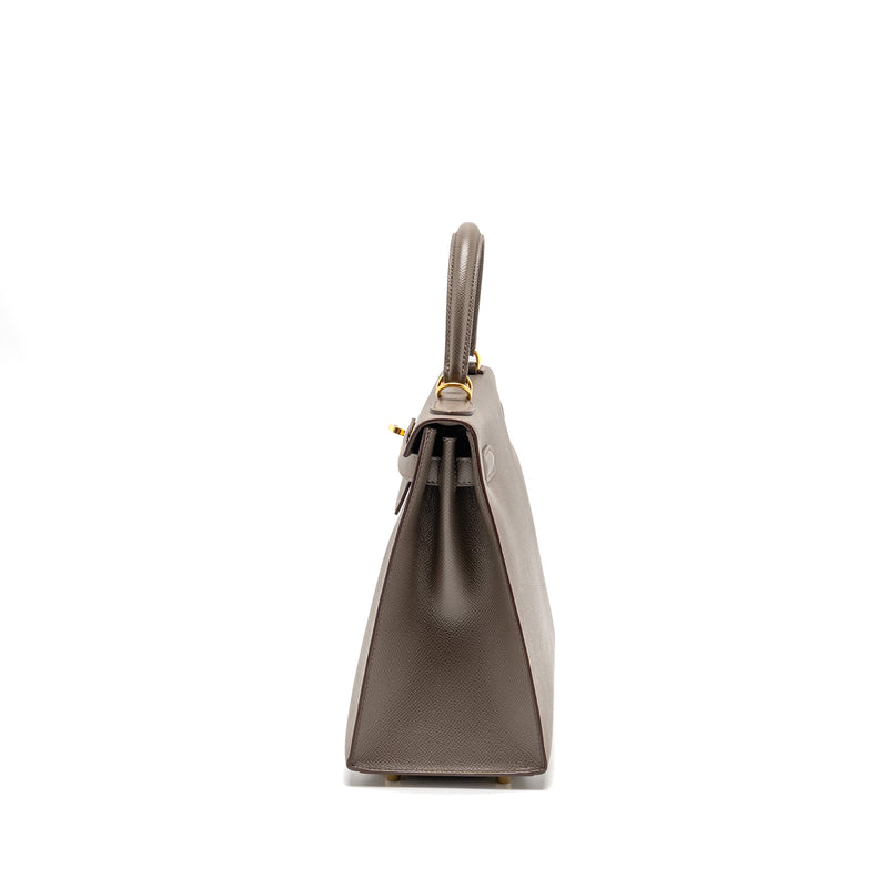 Hermes Kelly 28 Epsom Gris Etain GHW Stamp D