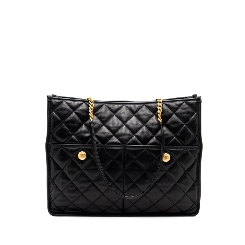 Chanel large tote bag Lambskin black brushed GHW