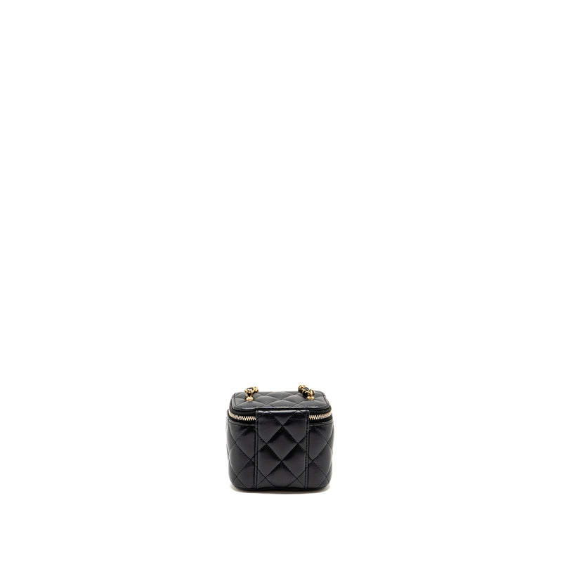 Chanel 22s Pearl Crush Mini Vanity With Chain Lambskin Black GHW