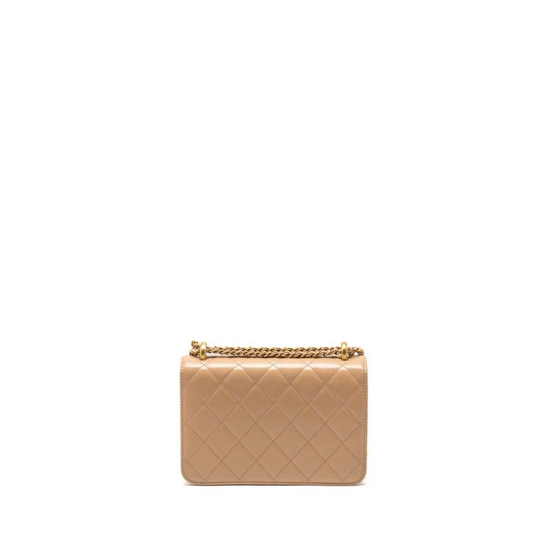 Chanel 21A Gold Crush Flap Bag Calfskin Beige GHW (Microchip)