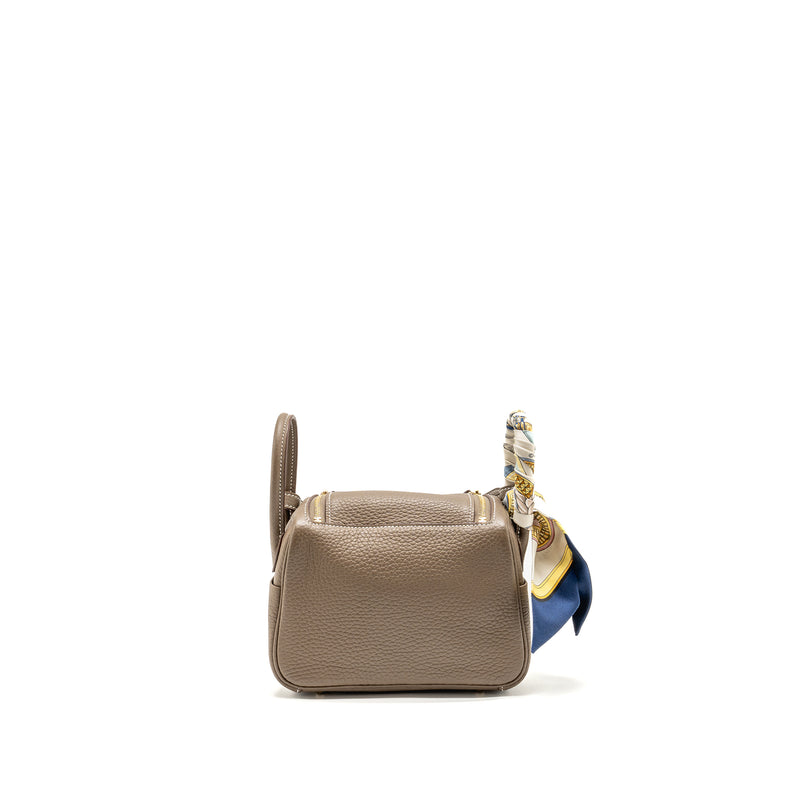 Hermes Mini Lindy Clemence Etoupe GHW Stamp B