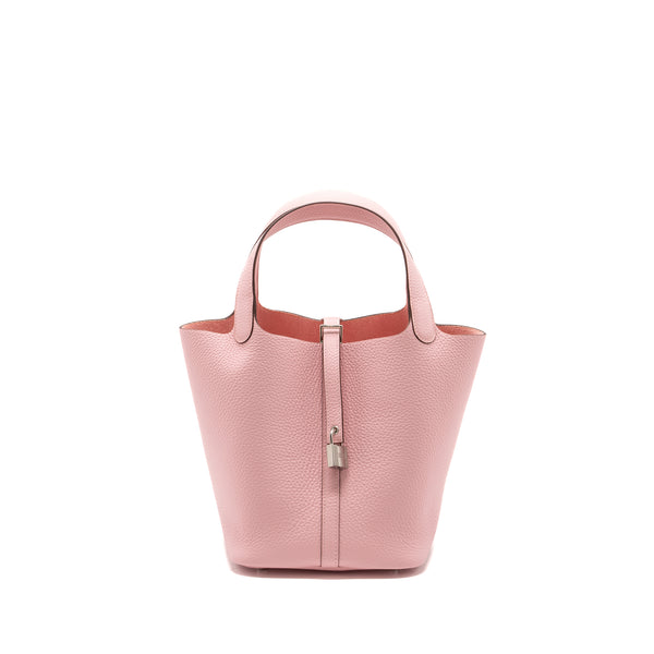 Hermes picotin 22 lock bag clemence rose sakura SHW stamp B