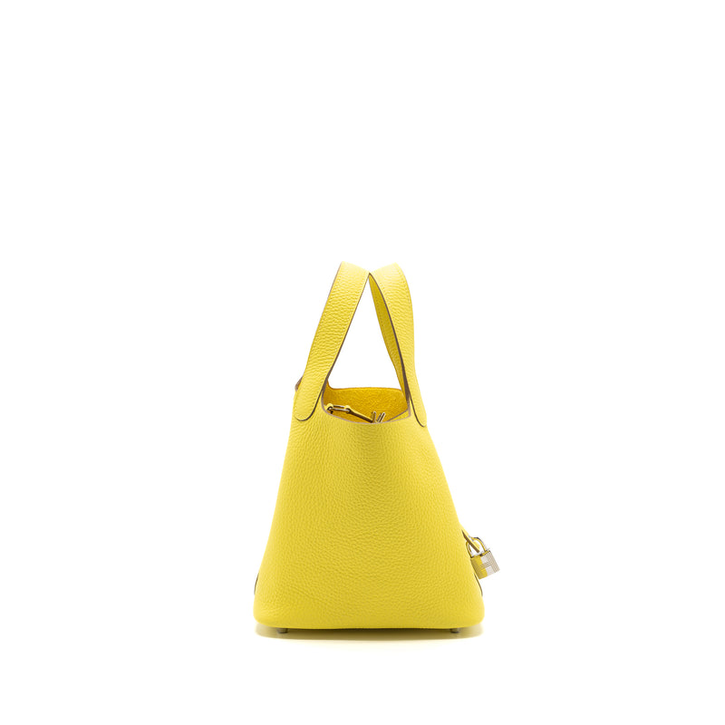 Hermes picotin 18 lock bag clemence Lime SHW stamp U