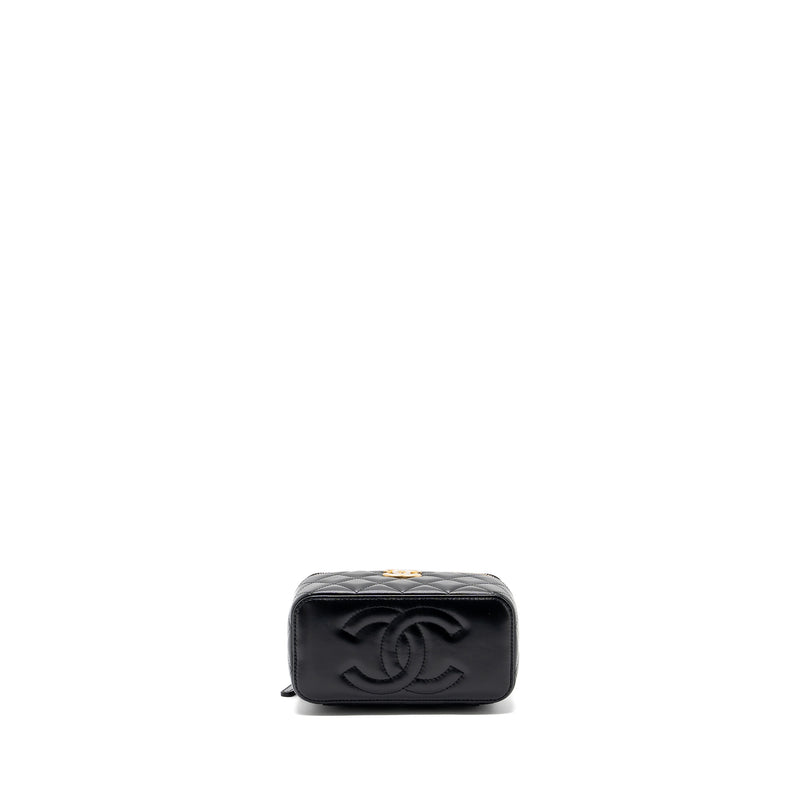 Chanel 24c Gold Crush Long Vanity Case Shiny Calfskin Black GHW (microchip)