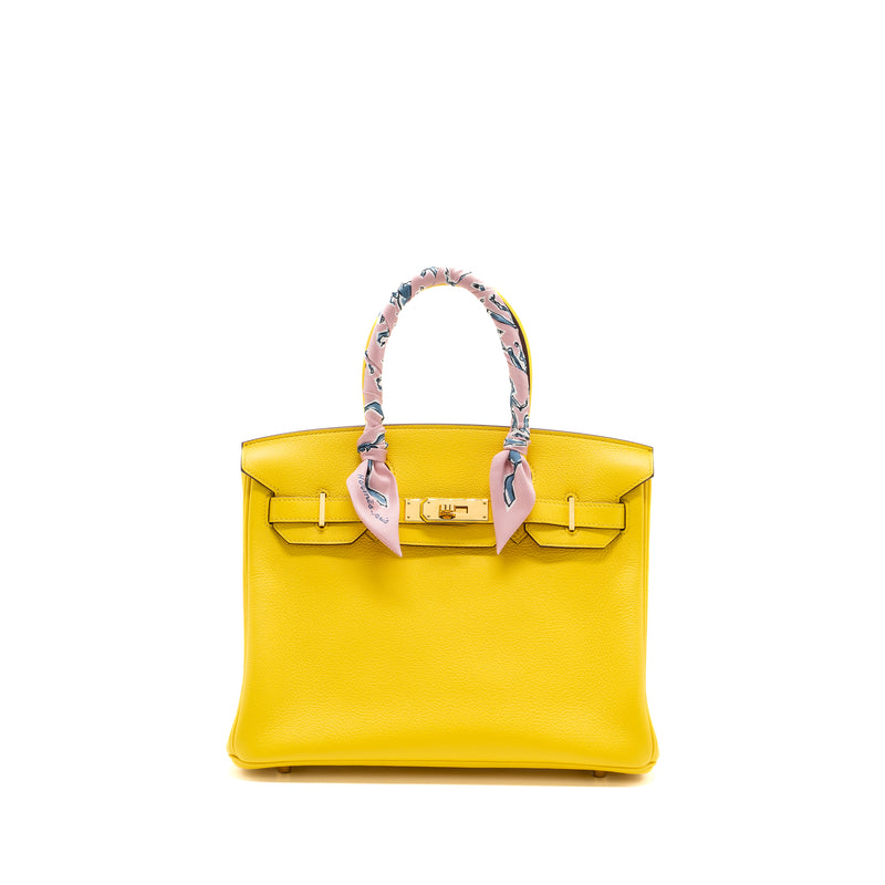 Hermes birkin 30 Taurillon Novillo Jaune De Naples GHW stamp D