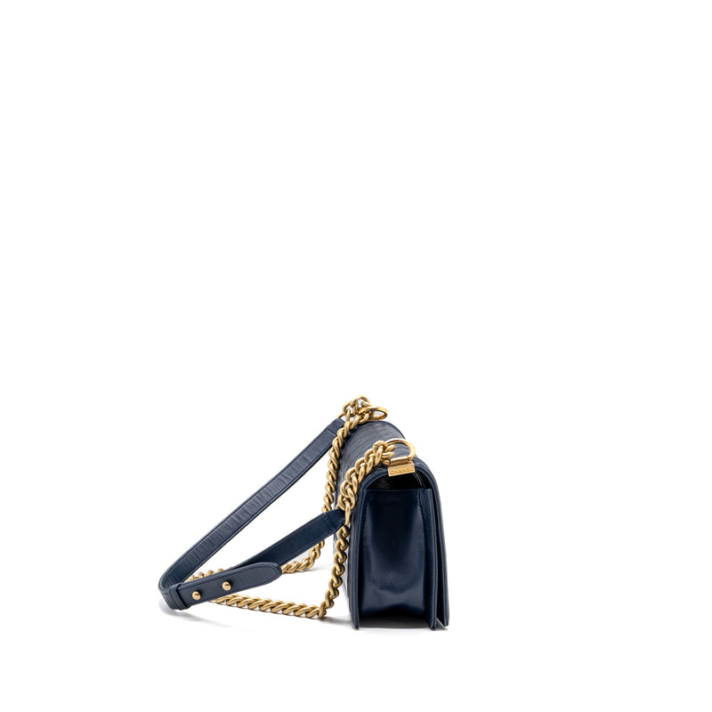 CHANEL MEDIUM BOY BAG lambskin BLUE GHW