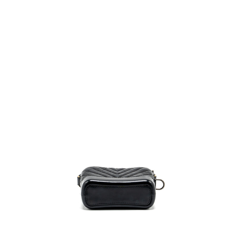 Chanel SMALL Gabrielle Hobo Bag Chevron Aged Calfskin BLACK Multicolour Hardware