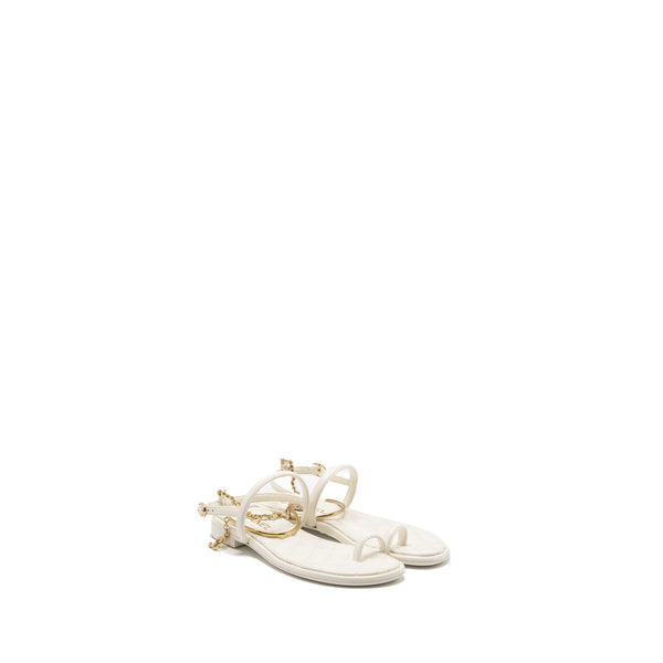 Chanel 22S Size 36 Camellia Sandals Lambskin White