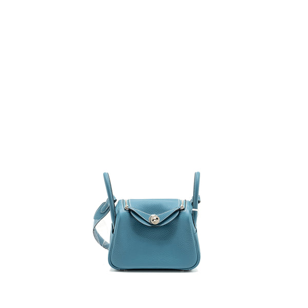 Hermes Mini Lindy Clemence New Blue Jean SHW Stamp W