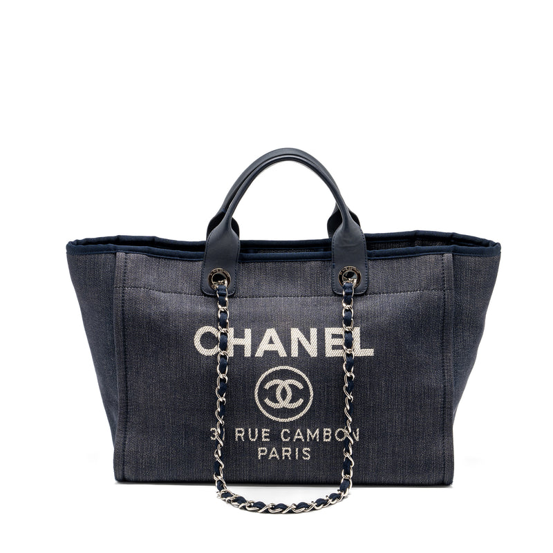 Chanel Deauville tote bag denim calfskin dark blue SHW