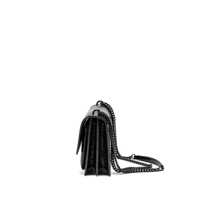 Saint Laurent/YSL Sunset Medium Crocodile-Embossed Calfskin SO Black