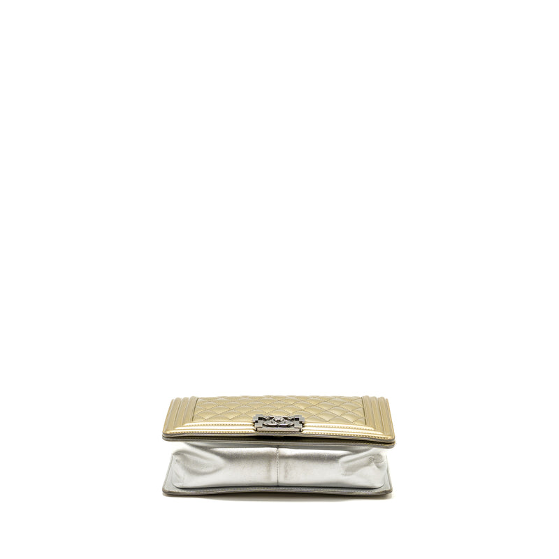 Chanel medium boy bag patent light gold / silver SHW