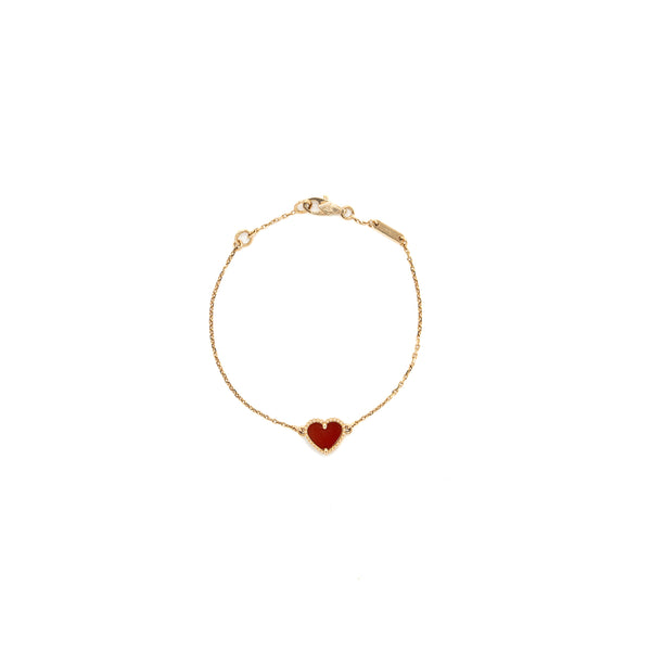 Van Cleef & Arpels Sweet Alhambra Heart Bracelet Carnelian Rose Gold