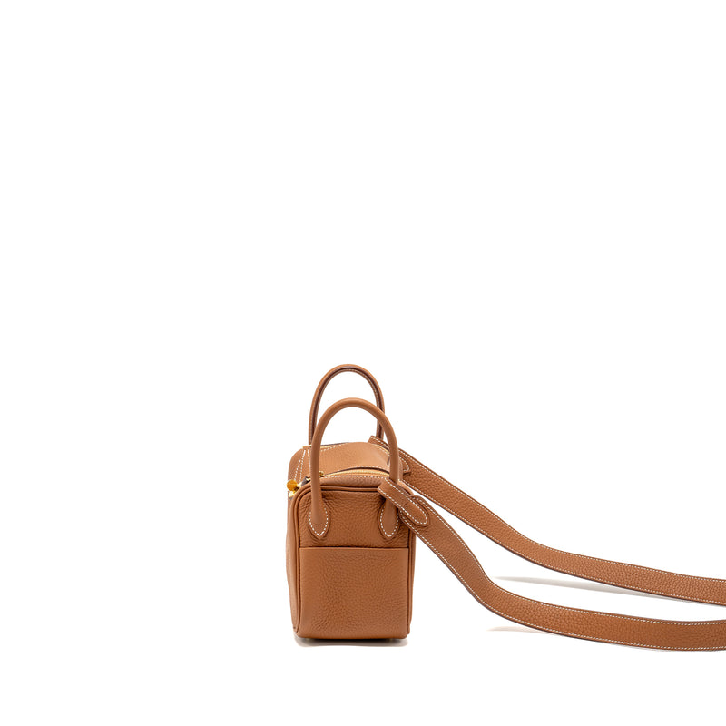 Hermes Mini Lindy Clemence Gold GHW Stamp U