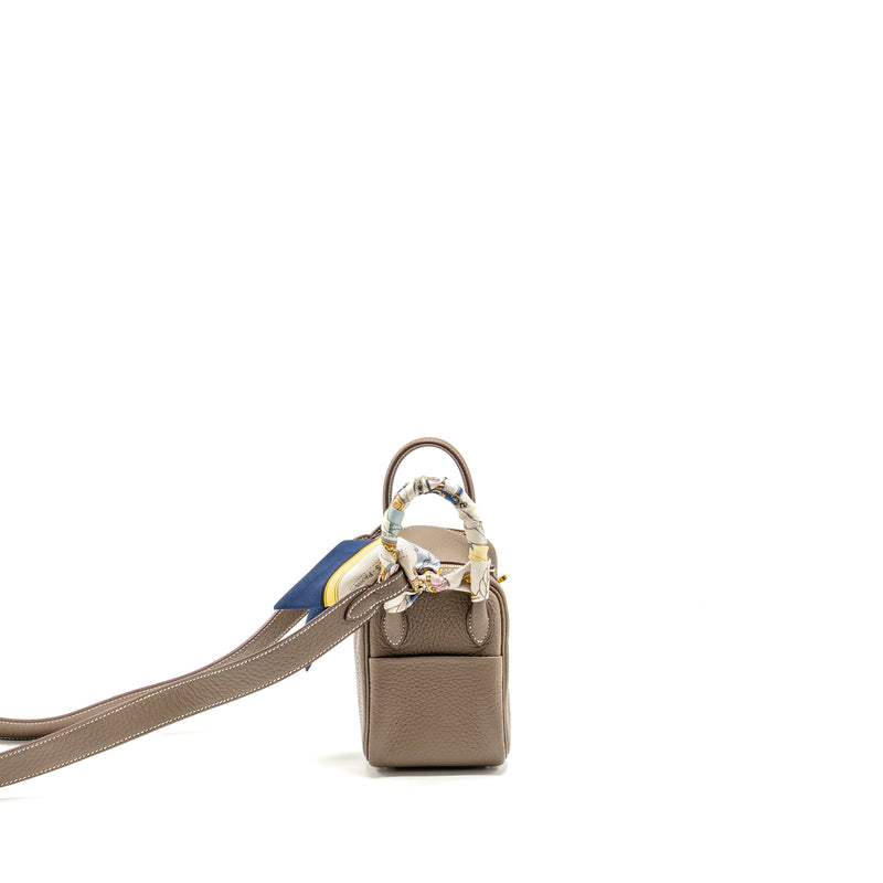 Hermes Mini Lindy Clemence Etoupe GHW Stamp B