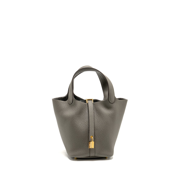 HERMES Picotin 18 Lock Bag Clemence 0L Gris Meyer GHW Stamp U