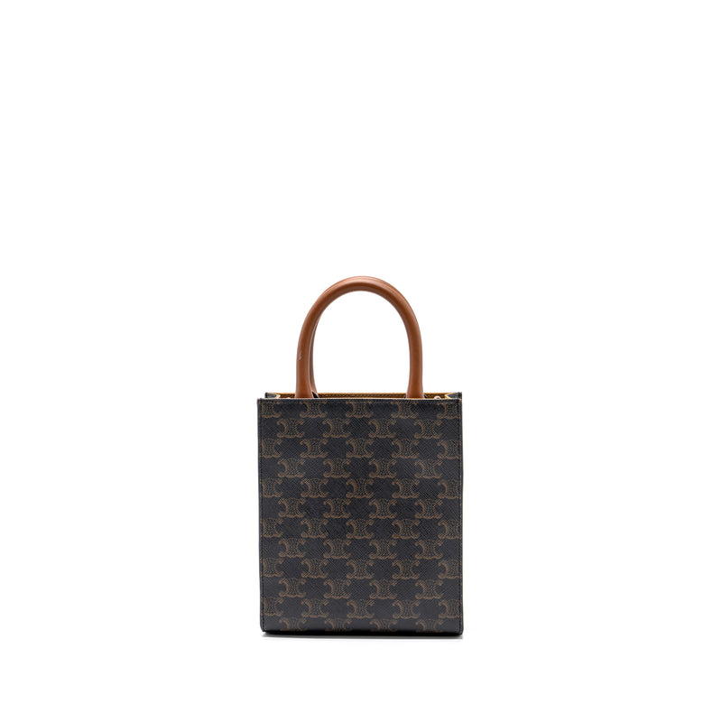 Celine Mini Vertical Cabas Triomphe Canvas Brown GHW