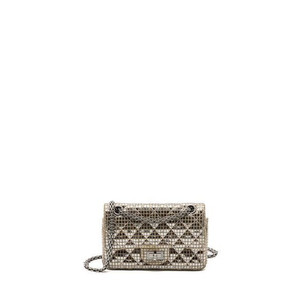 Chanel mini 2.55 reissue flap bag calfskin beige / silver SHW