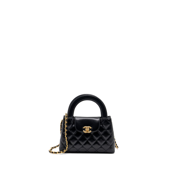 Chanel 23K mini kelly shopping tote bag lambskin black GHW (microchip)