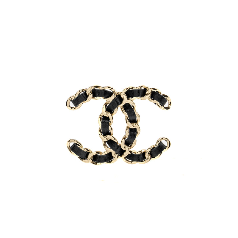 Chanel CC Logo Leather Chain Brooch LGHW