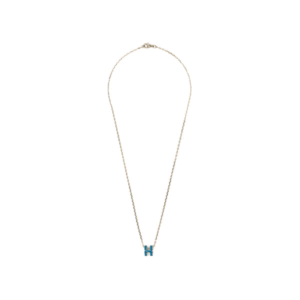 Hermes Mini Pop H Pendant Blue SHW