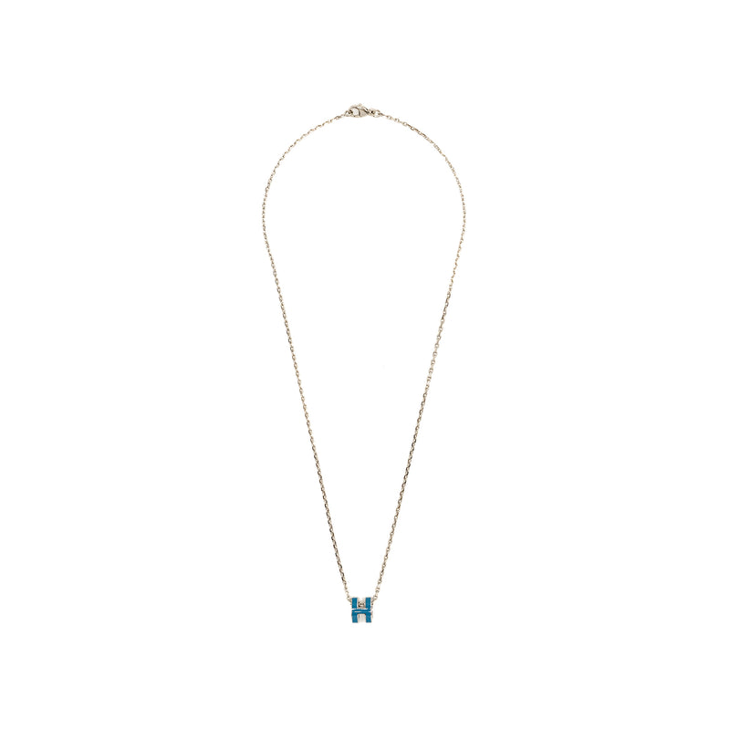 Hermes Mini Pop H Pendant Blue SHW