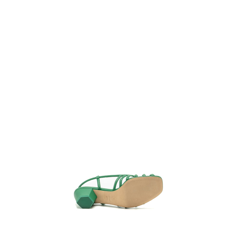 Chanel Size 37.5 22B CC Logo Sandals Lambskin Green SHW