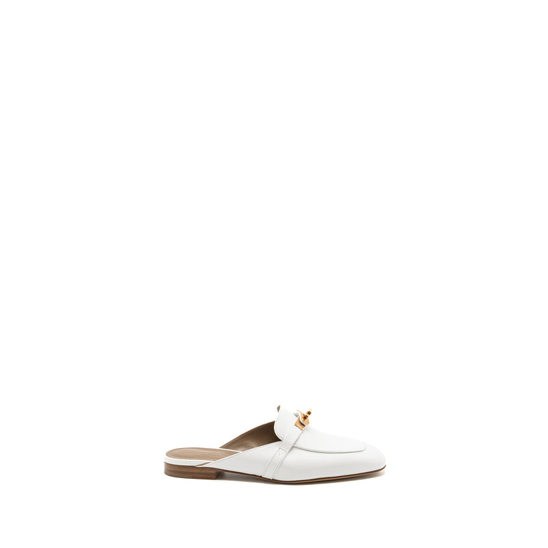 Hermes size 38 oz mules white RGHW