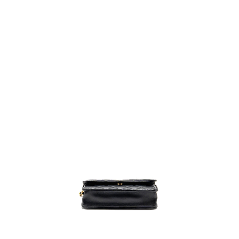 Chanel Pearl Crush Mini Flap Wallet on Chain Lambskin Black GHW (Microchip)