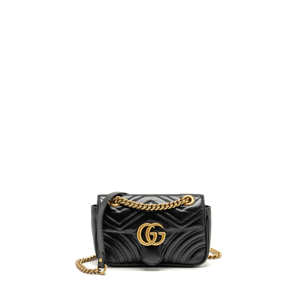 GUCCI Mini GG Marmont Shoulder Bag Calfskin Black GHW