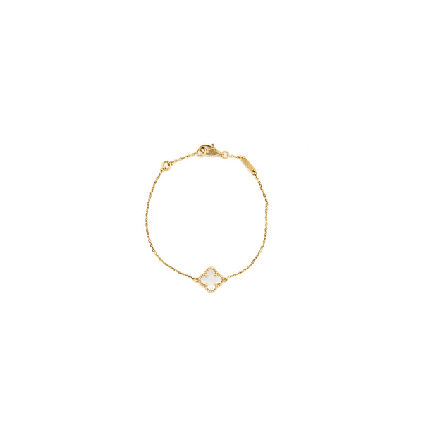 Van Cleef &Arpels Sweet Alhambra Bracelet White Mother Of Pearl Yellow Gold