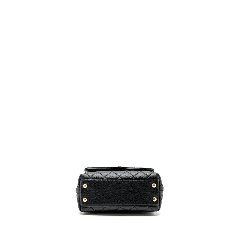 Chanel Coco Handle Extra Mini With Lizard Embossed Handle Caviar Black LGHW(microchip)