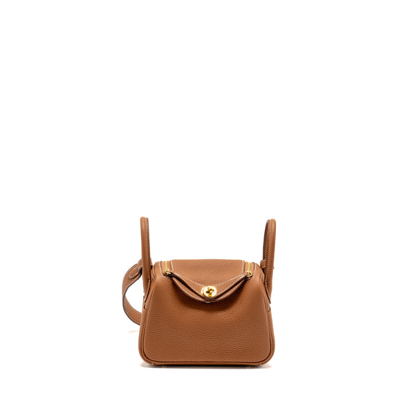Hermes Mini Lindy Clemence Gold GHW Stamp U
