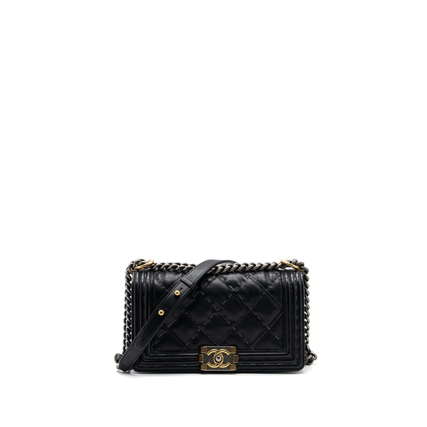 Chanel medium boy bag calfskin black multicolour hardware