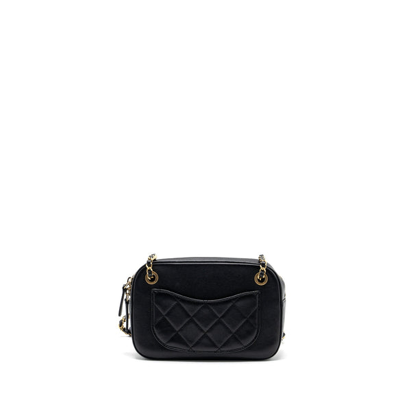 Chanel CC chain logo camera bag lambskin black GHW
