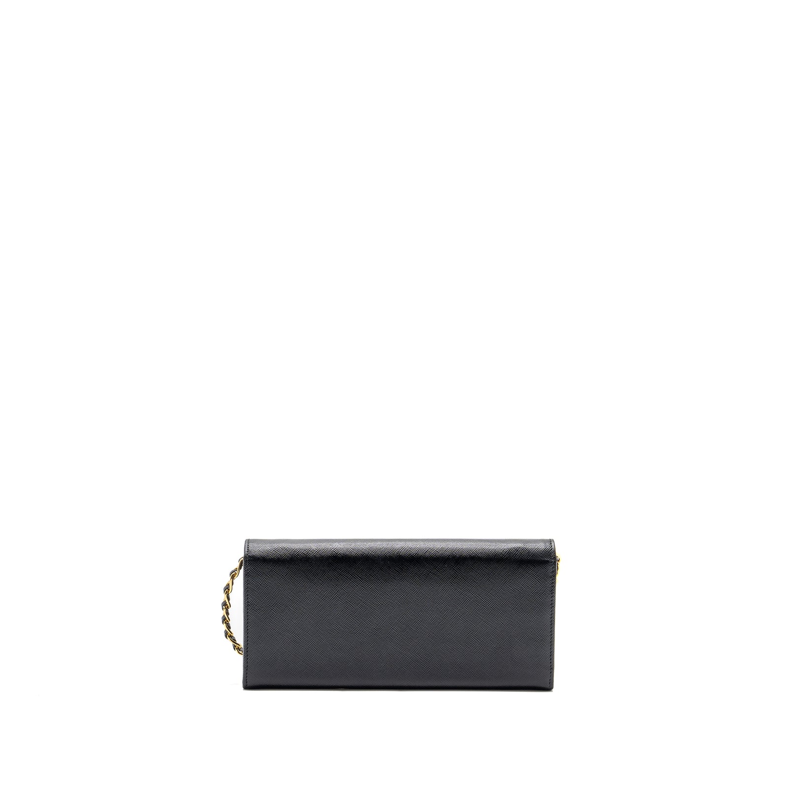 Prada long wallet with chain saffiano black GHW